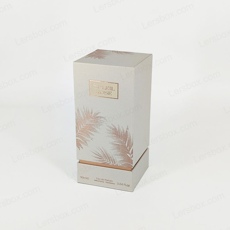 Kotak hadiah minyak wangi buatan tangan dengan penjenamaan foil emas dan kusyen buih Eva HP003