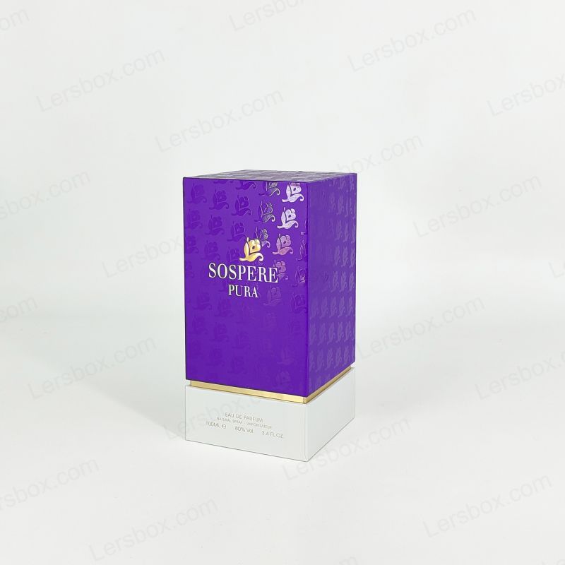 Kotak minyak wangi tegar premium dengan logo foil emas dan dulang Eva buatan tangan HP006
