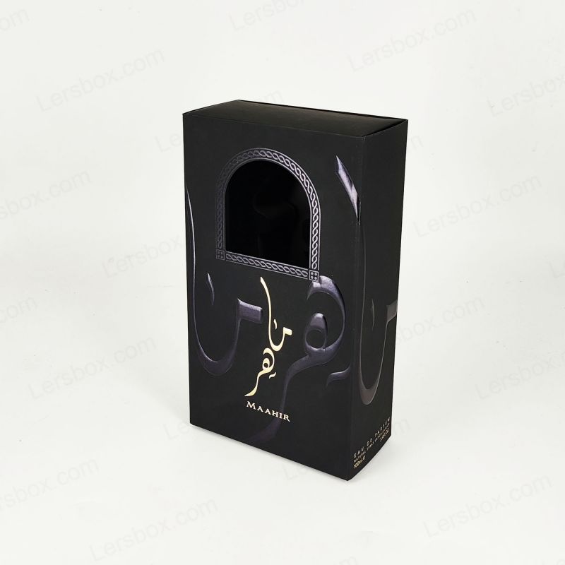 Kotak minyak wangi buatan tangan dengan embossing foil emas, dulang Eva, dan pembinaan tegar HP027