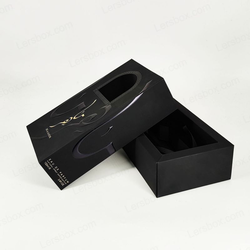 Kotak minyak wangi buatan tangan dengan embossing foil emas, dulang Eva, dan pembinaan tegar HP027