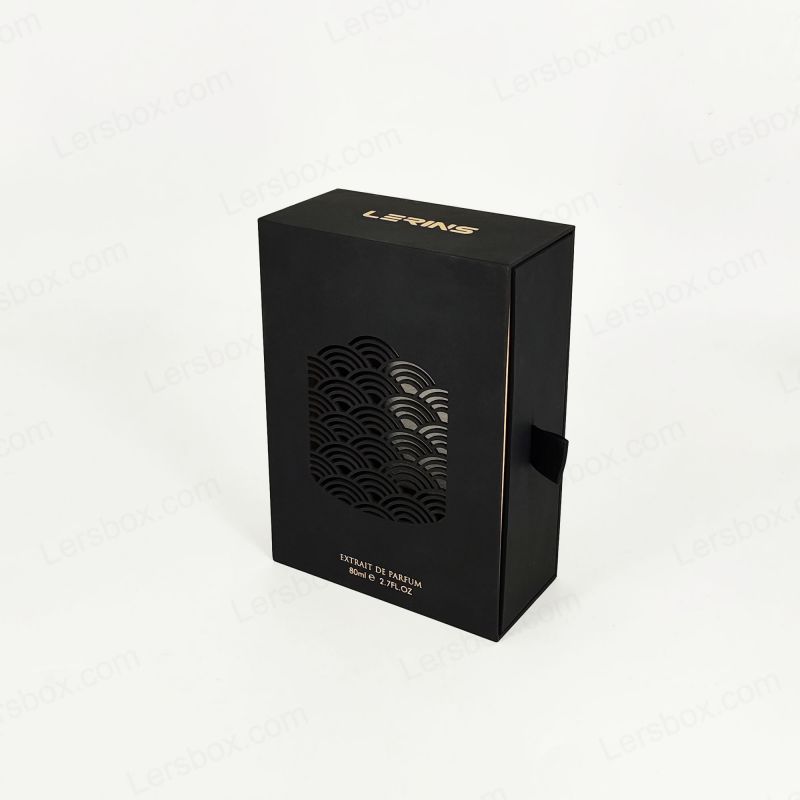 Kotak minyak wangi premium dengan kerajang emas tersuai, dulang Eva, dan tudung tegar untuk perlindungan HP033