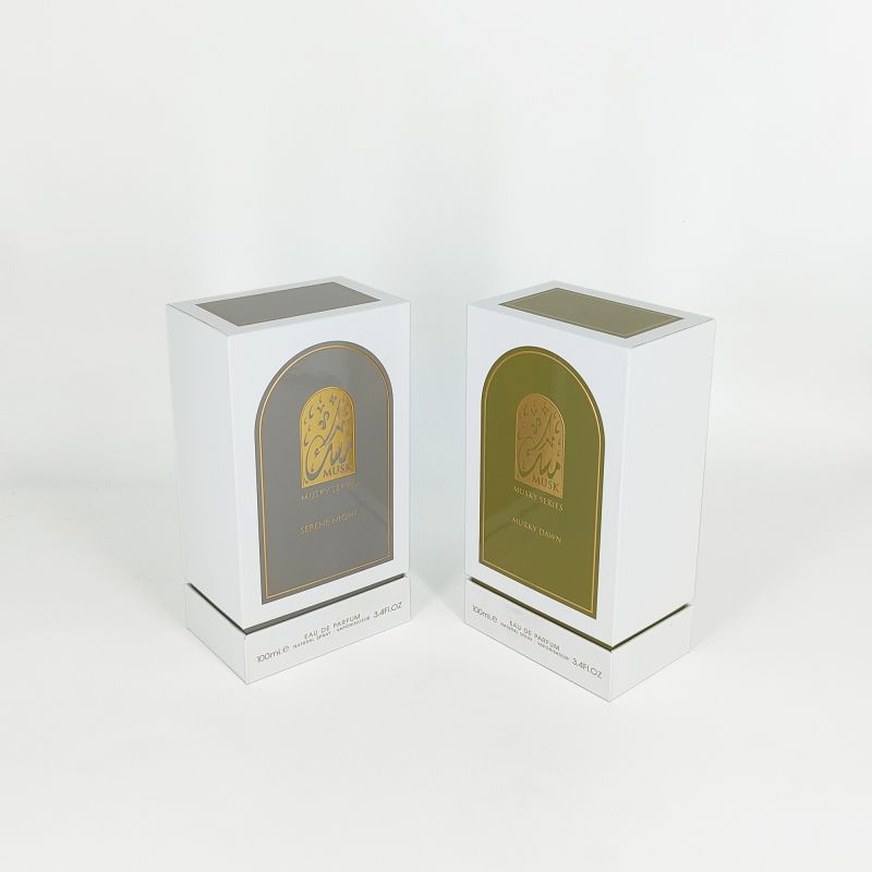 Kotak minyak wangi embossed emas dengan dulang Eva, asas tegar, dan reka bentuk tudung yang ramping HP031