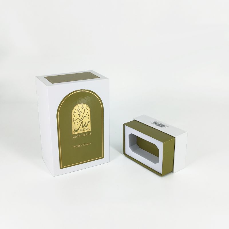 Kotak minyak wangi embossed emas dengan dulang Eva, asas tegar, dan reka bentuk tudung yang ramping HP031