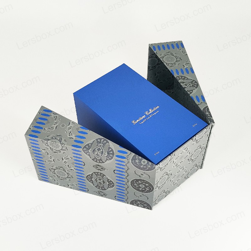 Kotak minyak wangi foil emas premium dengan dulang buih Eva dan tudung yang kukuh dan reka bentuk asas HP029