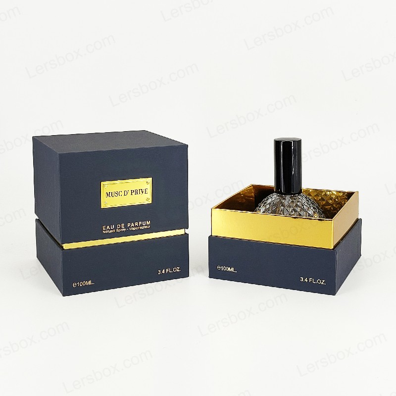 Pembungkusan minyak wangi foil emas mewah dengan struktur tegar buatan tangan dan EVA dulang masukkan HP030